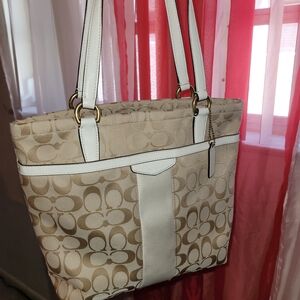 Coach Signature Stripe Tote Bag